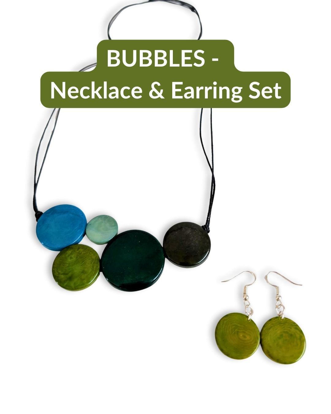 BUBBLES — Handmade Tagua Statement Necklace & Earrings — 'Only One'
