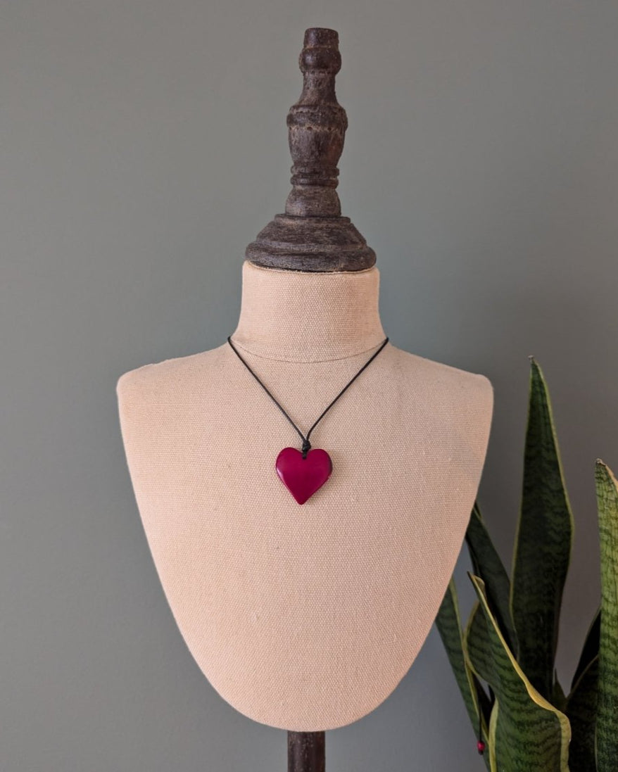 Little Sister Tagua Nut Heart Pendant - The Happy Elephant - Tagua Jewellery