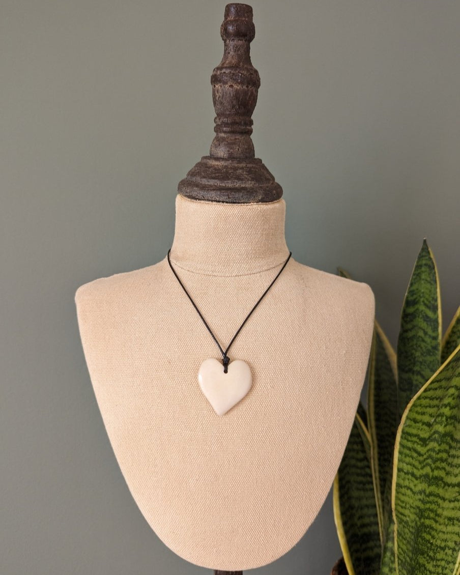 Little Sister Polished Heart Tagua Nut Pendant - The Happy Elephant - Tagua Jewellery