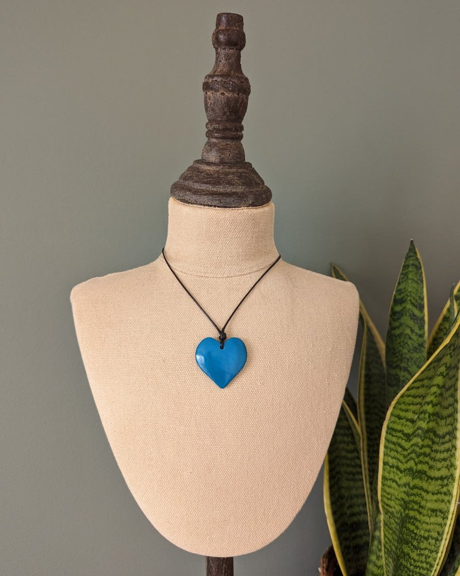 Little Sister Polished Heart Tagua Nut Pendant - The Happy Elephant - Tagua Jewellery