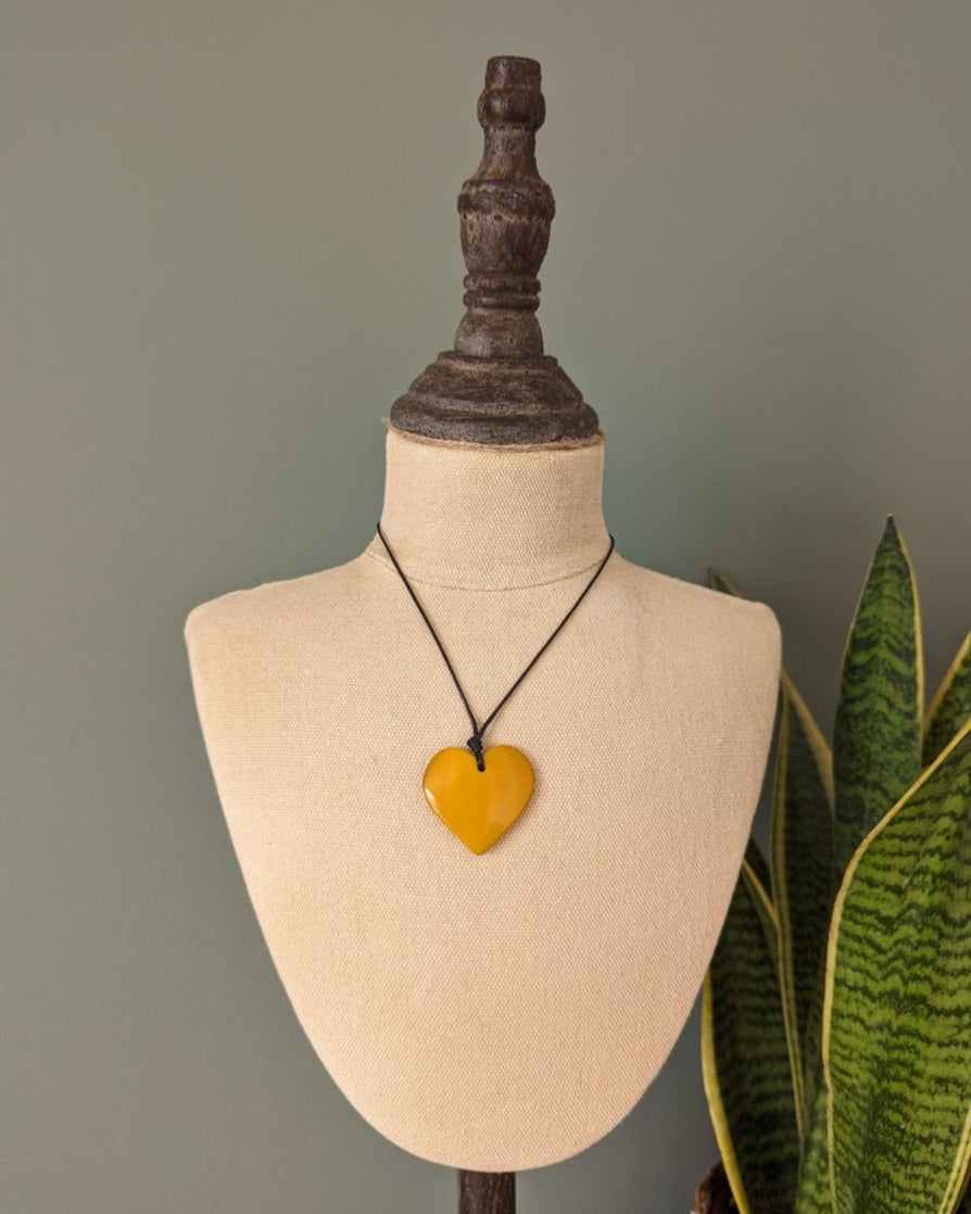 Little Sister Polished Heart Tagua Nut Pendant - The Happy Elephant - Tagua Jewellery