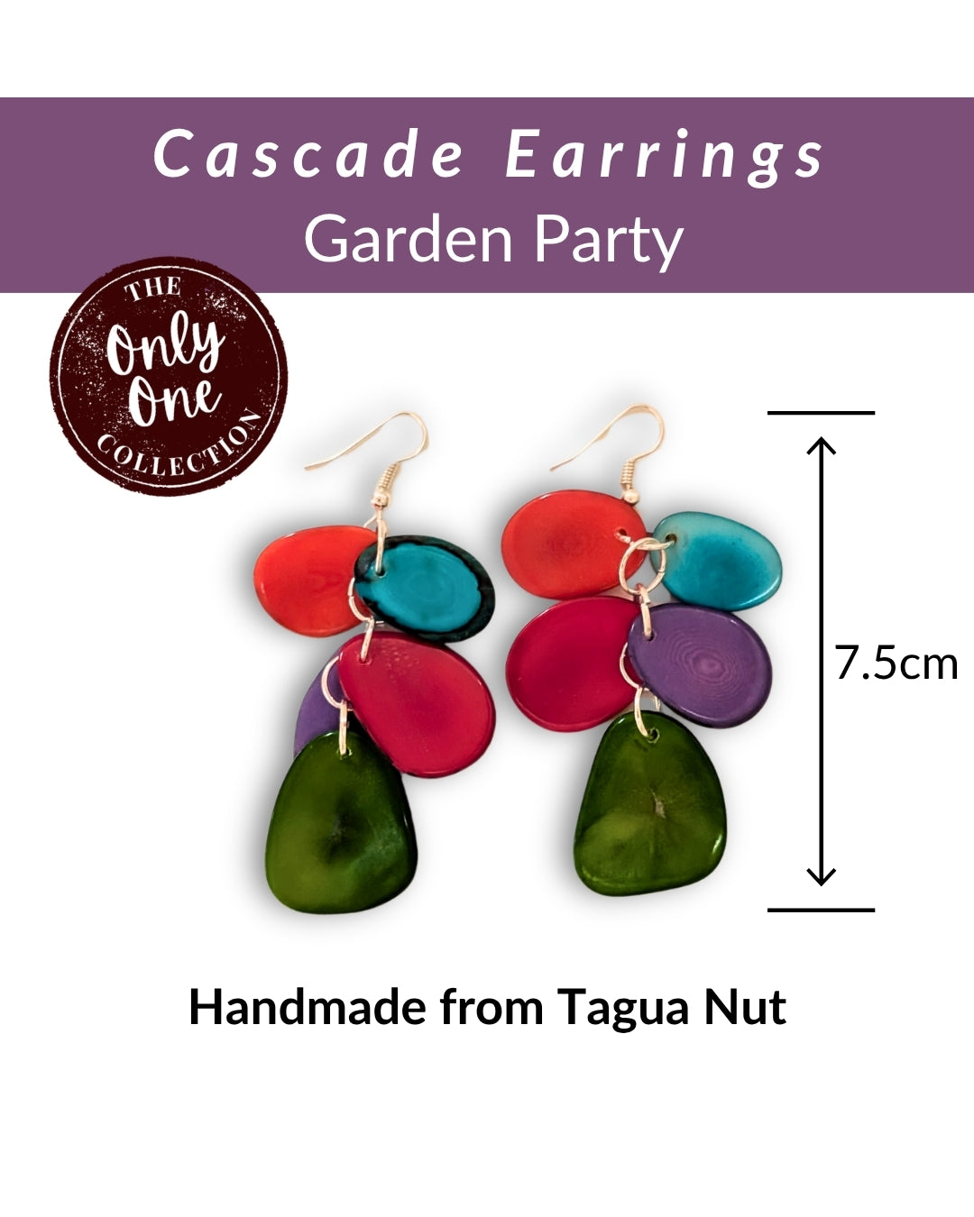 CASCADE  — Handmade Tagua Earrings  — 'Only One'