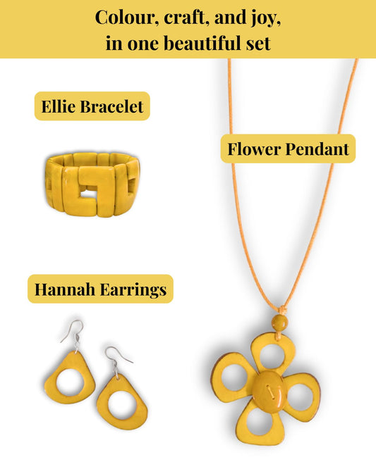 FLOWER JEWELLERY SET  — Handmade Tagua Statement Necklace — 'Only One'