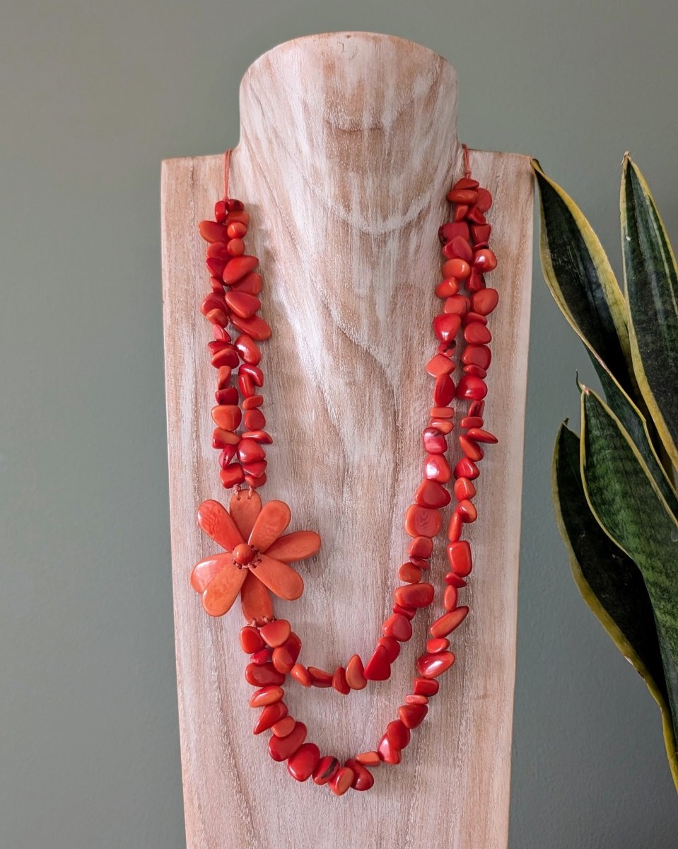 ANDEAN PETAL — Handmade Tagua Statement Necklace — 'Only One' - The Happy Elephant - Tagua Jewellery