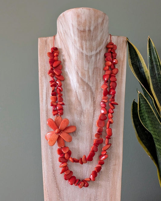 ANDEAN PETAL — Handmade Tagua Statement Necklace — 'Only One' - The Happy Elephant - Tagua Jewellery