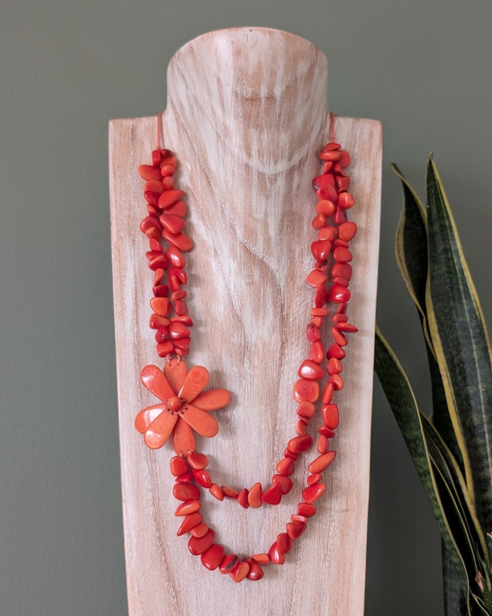 ANDEAN PETAL — Handmade Tagua Statement Necklace — 'Only One' - The Happy Elephant - Tagua Jewellery