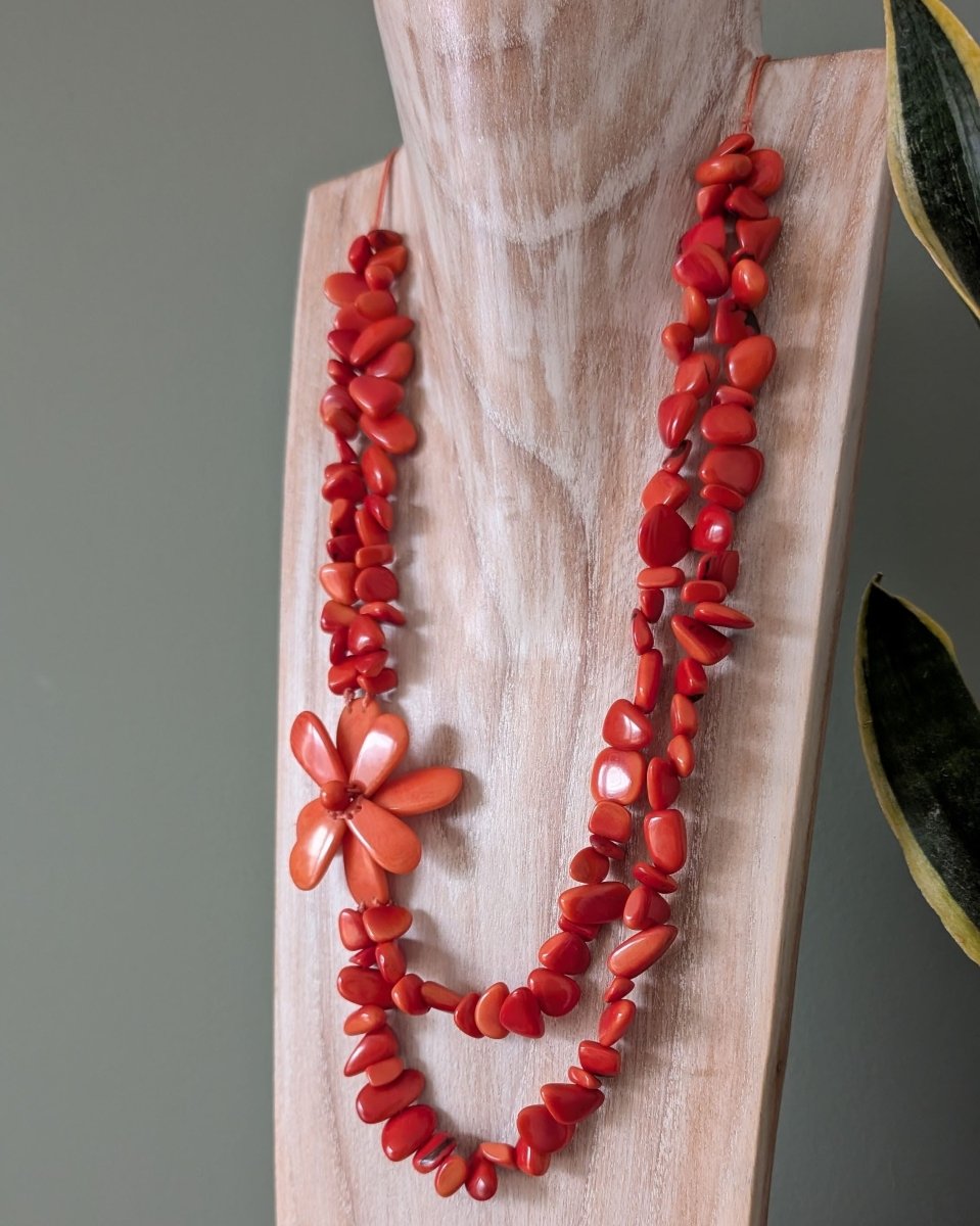 ANDEAN PETAL — Handmade Tagua Statement Necklace — 'Only One' - The Happy Elephant - Tagua Jewellery