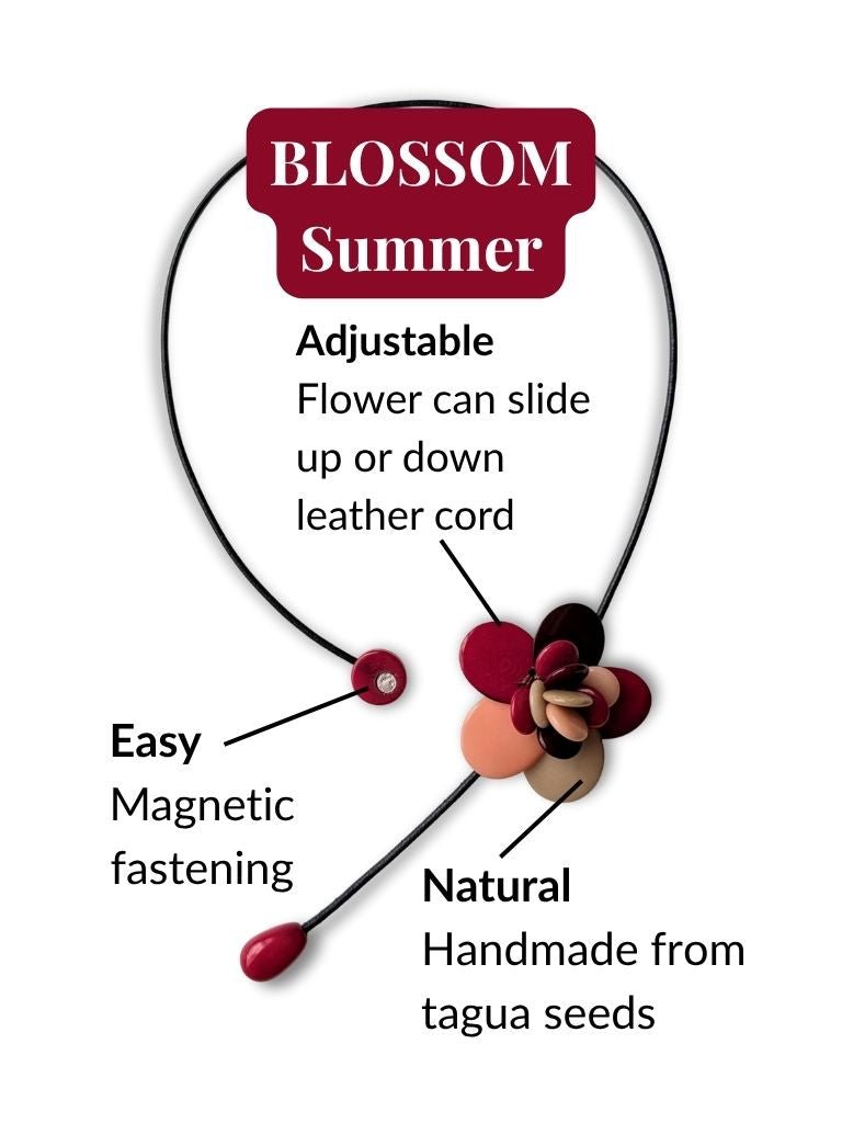 BLOSSOM — Handmade Tagua Statement Magnetic Necklace - The Happy Elephant - Tagua Jewellery