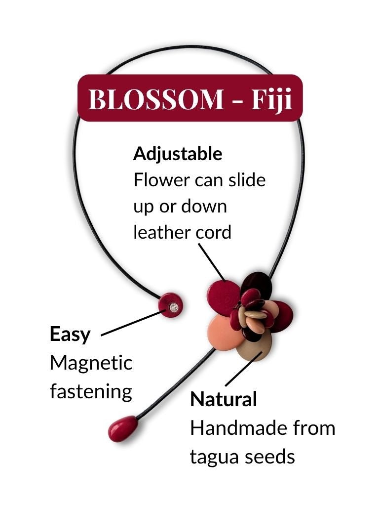 BLOSSOM — Handmade Tagua Statement Magnetic Necklace - The Happy Elephant - Tagua Jewellery