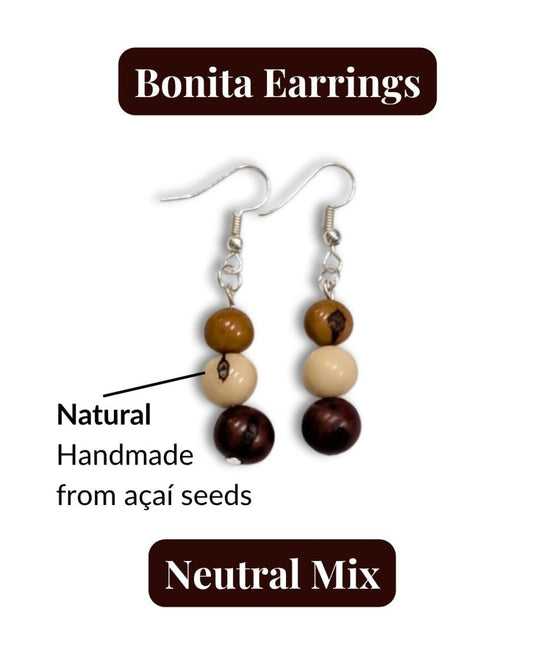 BONITA — Handmade Acai Seed Earrings - The Happy Elephant - Tagua Jewellery