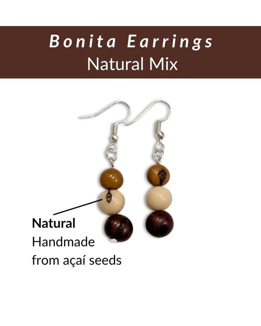 BONITA — Handmade Acai Seed Earrings - The Happy Elephant - Tagua Jewellery