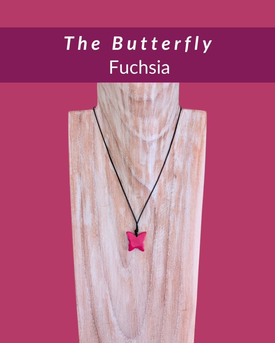 BUTTERFLY — Botanical Artisan Pendant Necklace — 'Only One' - The Happy Elephant - Tagua Jewellery
