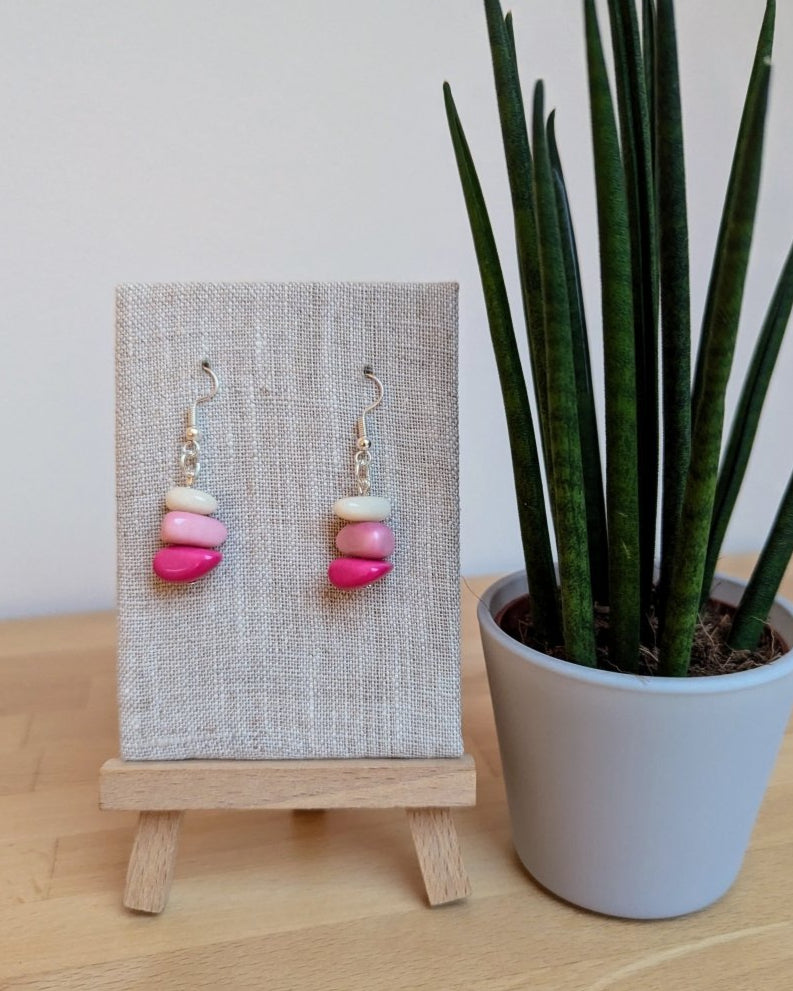 CAIRN — Handmade Tagua Earrings White, Pink, Fuchsia Tagua Cairn Handmade Earrings - The Happy Elephant - Tagua Jewellery