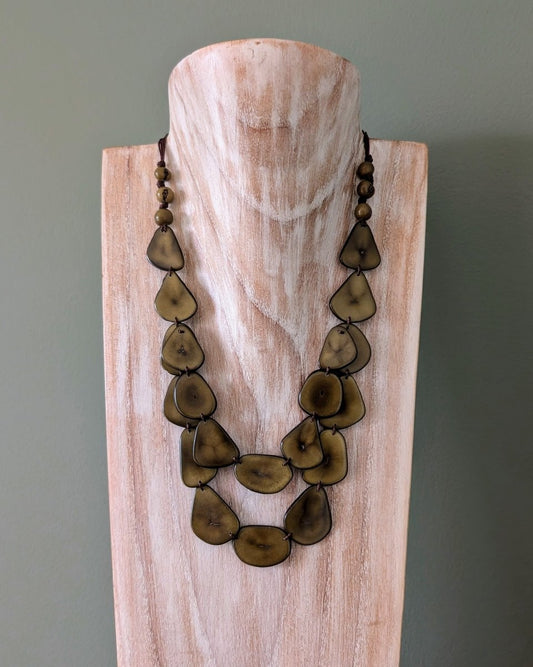 CHICA & EARRINGS — Handmade Tagua Statement Necklace — 'Only One' - The Happy Elephant - Tagua Jewellery