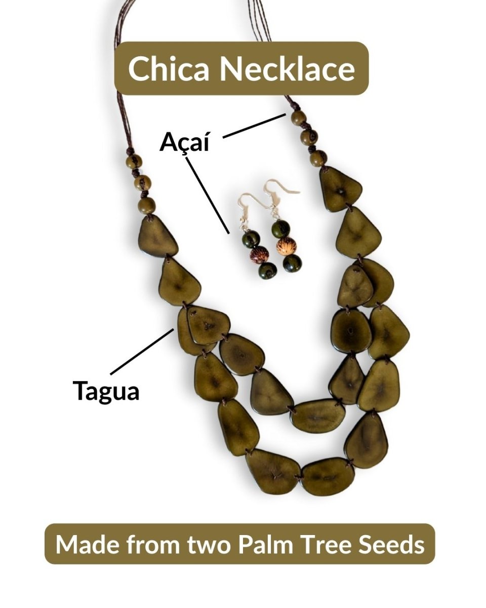 CHICA & EARRINGS — Handmade Tagua Statement Necklace — 'Only One' - The Happy Elephant - Tagua Jewellery
