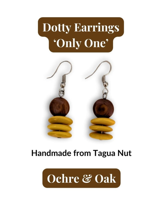 DOTTY — Handmade Tagua Earrings — 'Only One' - The Happy Elephant - Tagua Jewellery