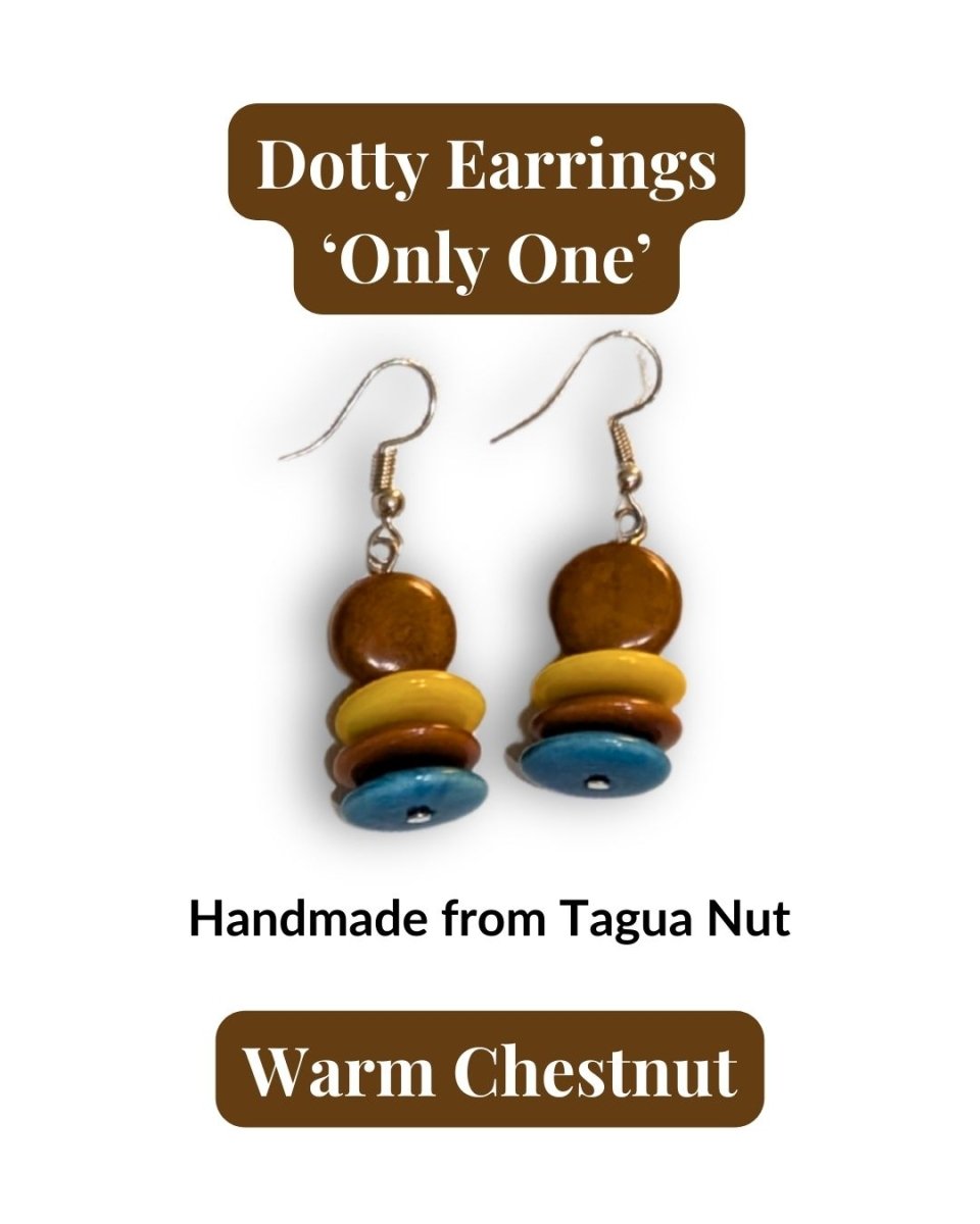 DOTTY — Handmade Tagua Earrings — 'Only One' - The Happy Elephant - Tagua Jewellery