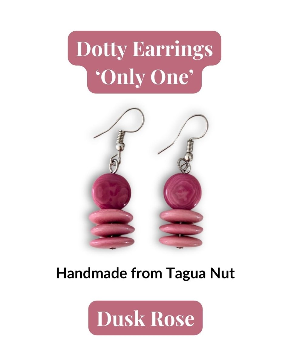 DOTTY — Handmade Tagua Earrings — 'Only One' - The Happy Elephant - Tagua Jewellery