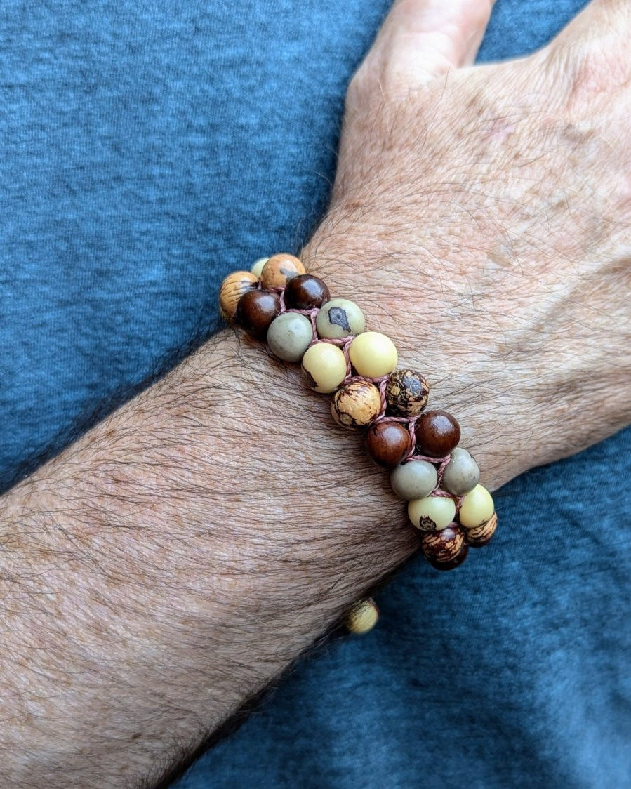 Everest - Cappaccino -Double Stranded Acai Seed Bracelet - The Happy Elephant - Tagua Jewellery