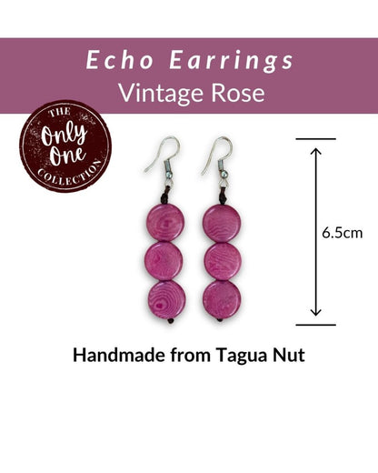 ECHO — Handmade Tagua Earrings — 'Only One' - The Happy Elephant - Tagua Jewellery