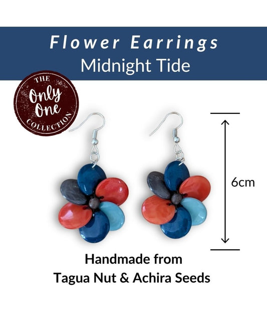FLOWER — Handmade Tagua Statement Earrings — 'Only One' - The Happy Elephant - Tagua Jewellery
