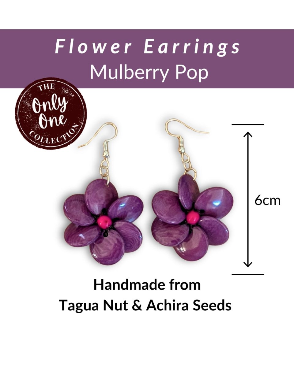 FLOWER — Handmade Tagua Statement Earrings — 'Only One' - The Happy Elephant - Tagua Jewellery