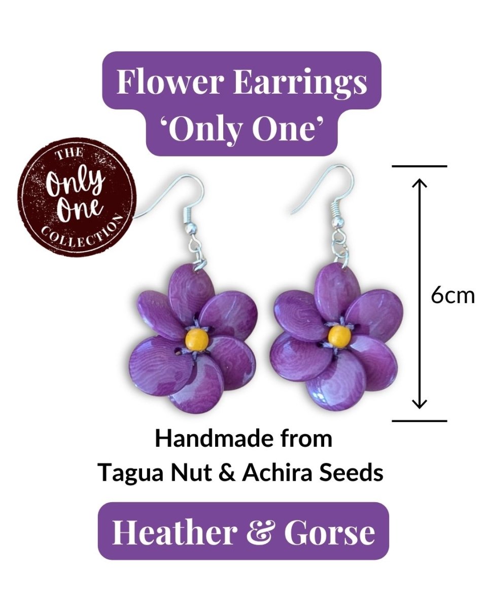 FLOWER — Handmade Tagua Statement Earrings — 'Only One' - The Happy Elephant - Tagua Jewellery
