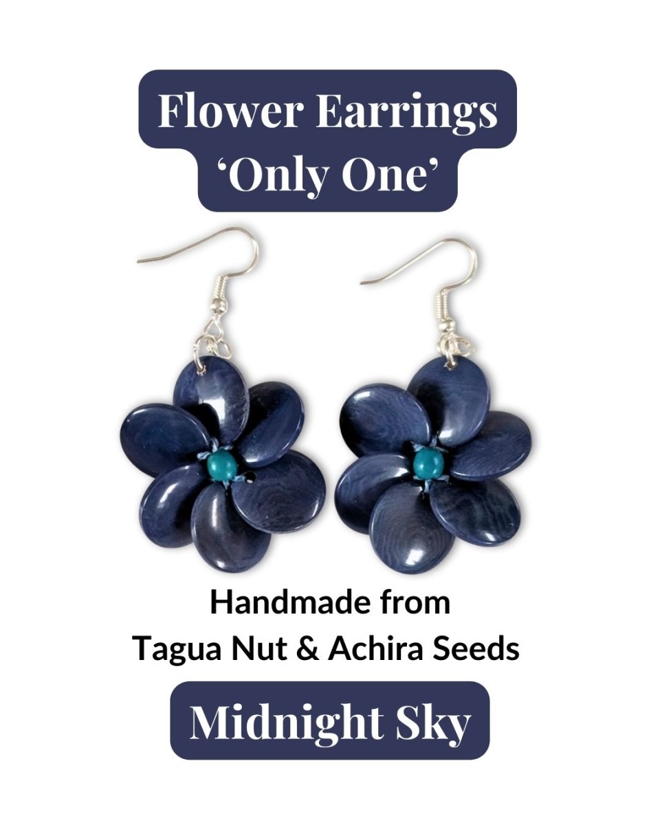 FLOWER — Handmade Tagua Statement Earrings — 'Only One' - The Happy Elephant - Tagua Jewellery