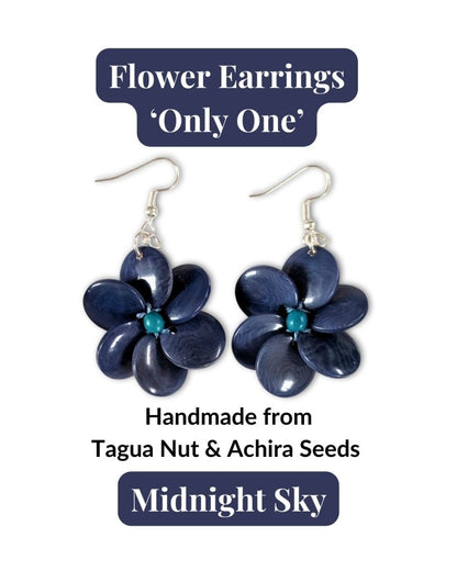 FLOWER — Handmade Tagua Statement Earrings — 'Only One' - The Happy Elephant - Tagua Jewellery