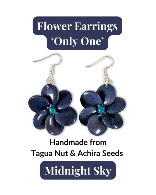 FLOWER — Handmade Tagua Statement Earrings — 'Only One' - The Happy Elephant - Tagua Jewellery