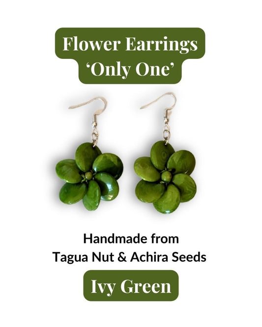 FLOWER — Handmade Tagua Statement Earrings — 'Only One' - The Happy Elephant - Tagua Jewellery