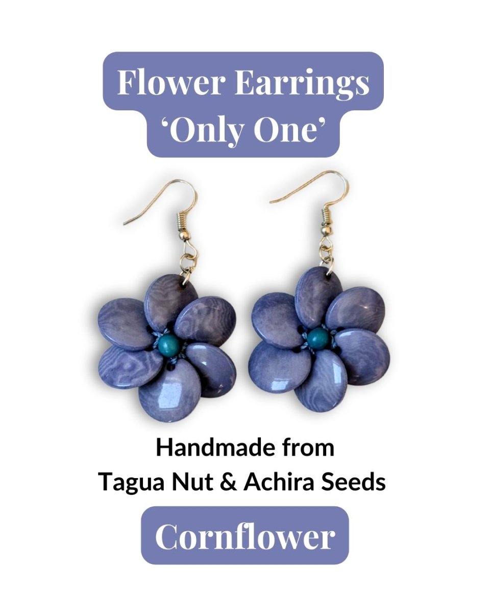 FLOWER — Handmade Tagua Statement Earrings — 'Only One' - The Happy Elephant - Tagua Jewellery