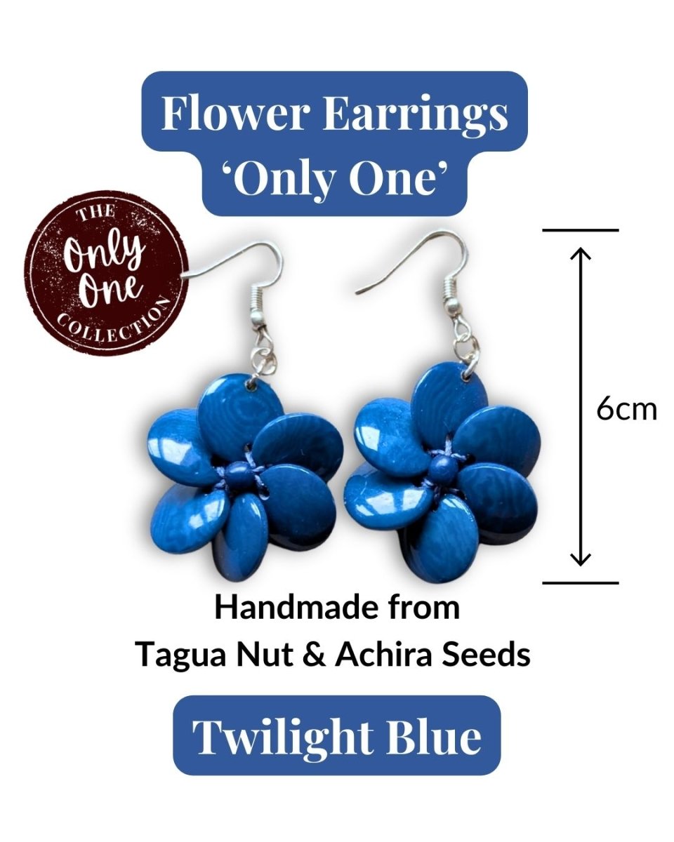 FLOWER — Handmade Tagua Statement Earrings — 'Only One' - The Happy Elephant - Tagua Jewellery