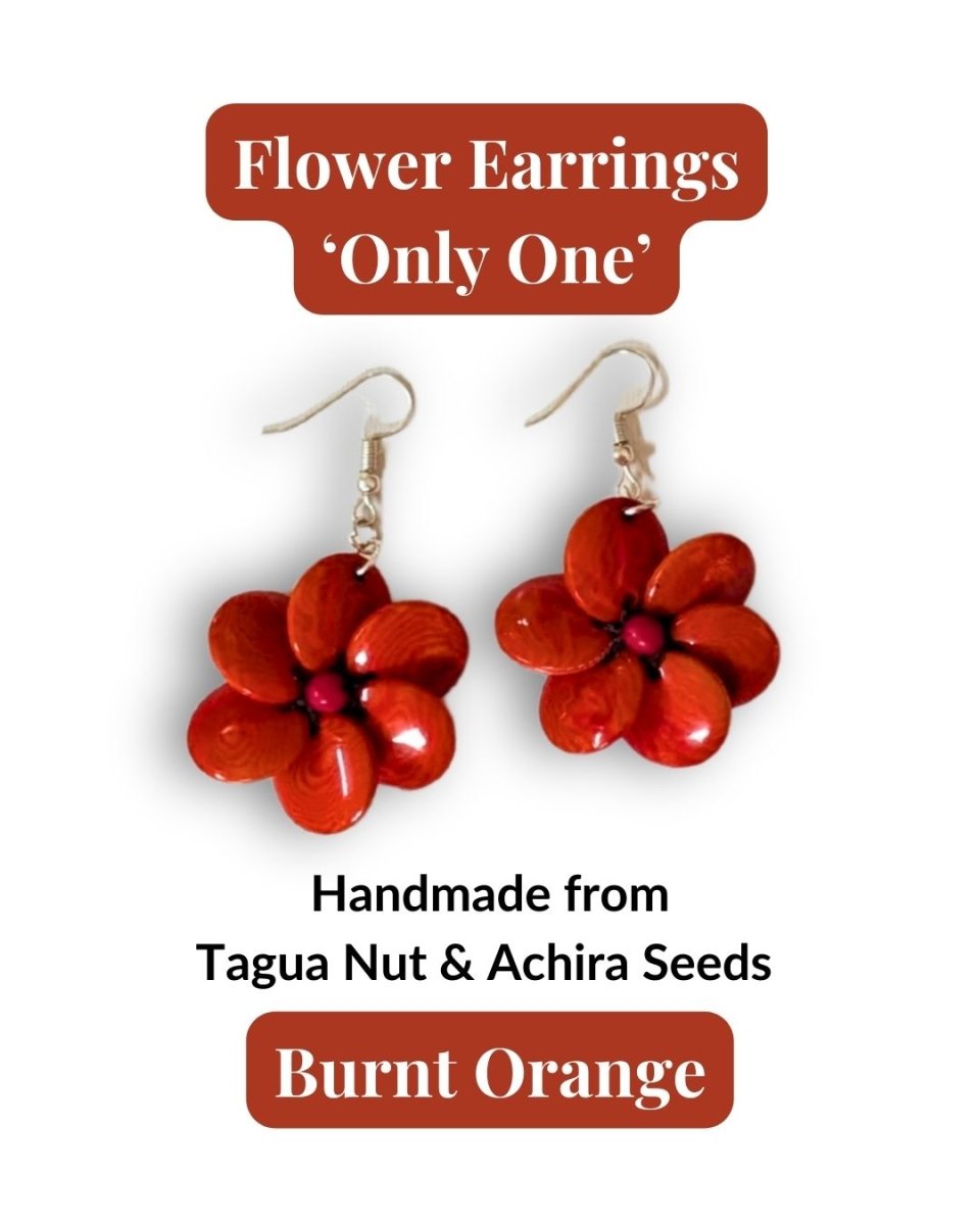 FLOWER — Handmade Tagua Statement Earrings — 'Only One' - The Happy Elephant - Tagua Jewellery