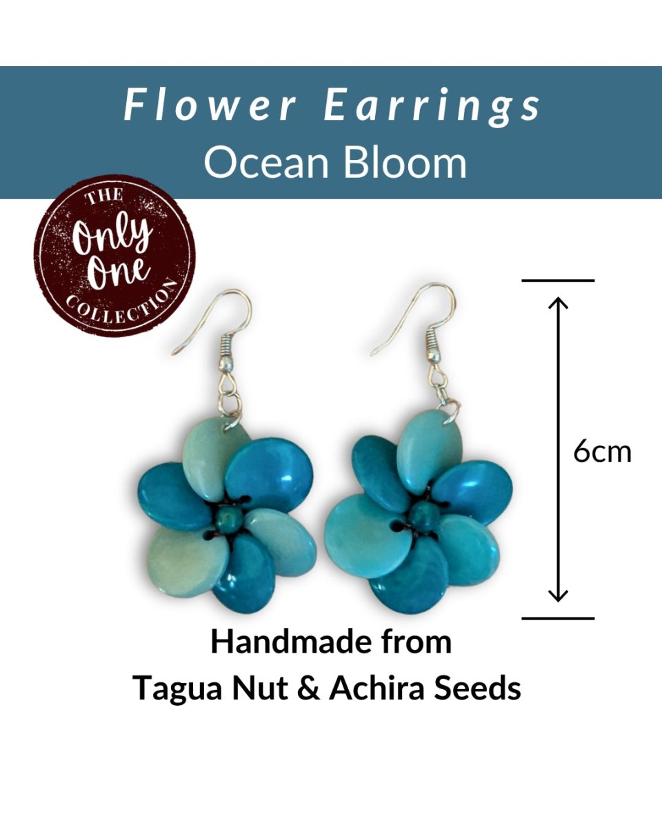 FLOWER — Handmade Tagua Statement Earrings — 'Only One' - The Happy Elephant - Tagua Jewellery