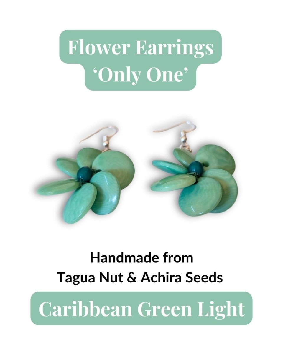 FLOWER — Handmade Tagua Statement Earrings — 'Only One' - The Happy Elephant - Tagua Jewellery