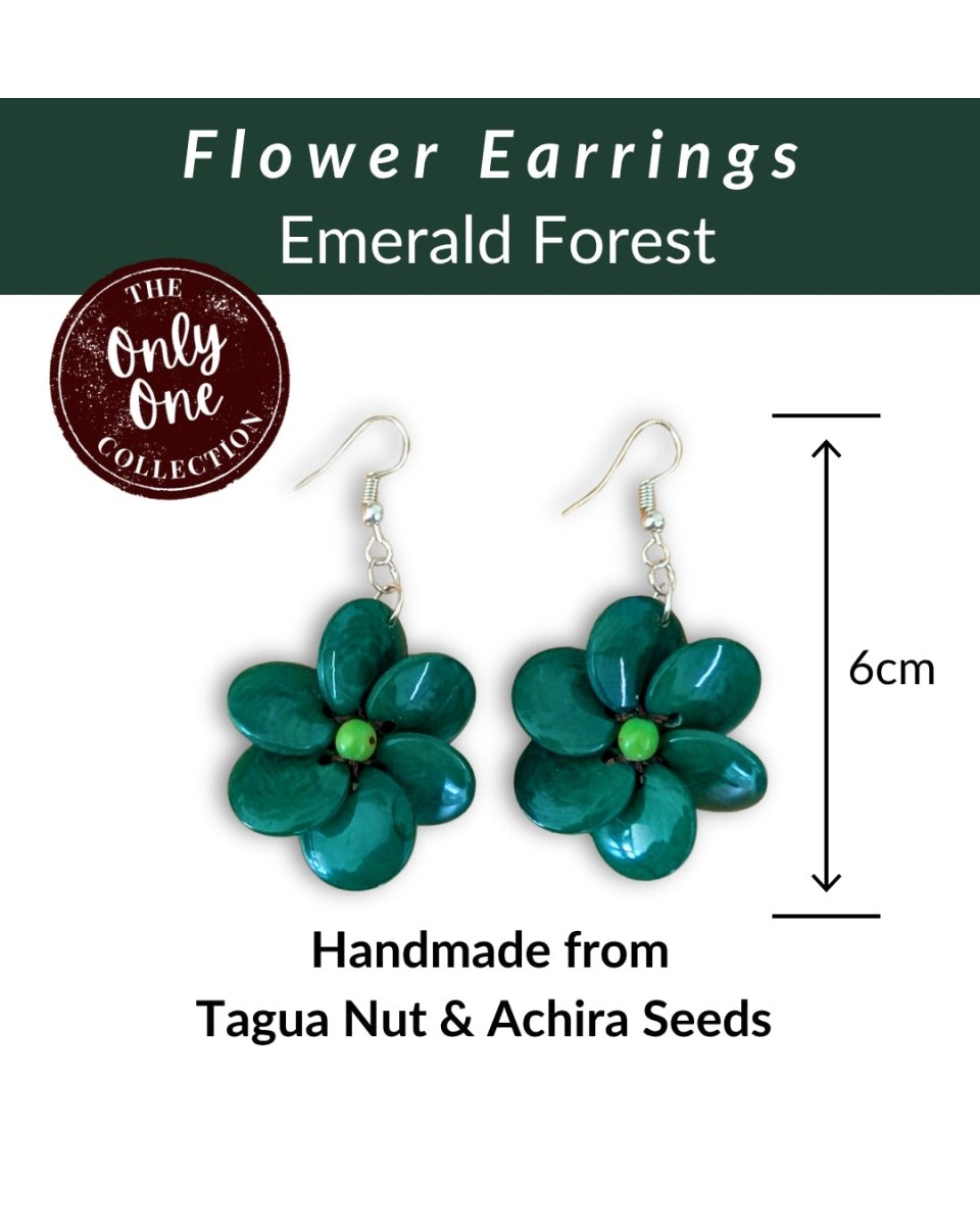 FLOWER — Handmade Tagua Statement Earrings — 'Only One' - The Happy Elephant - Tagua Jewellery
