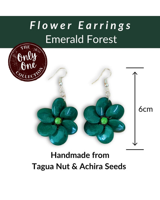 FLOWER — Handmade Tagua Statement Earrings — 'Only One' - The Happy Elephant - Tagua Jewellery