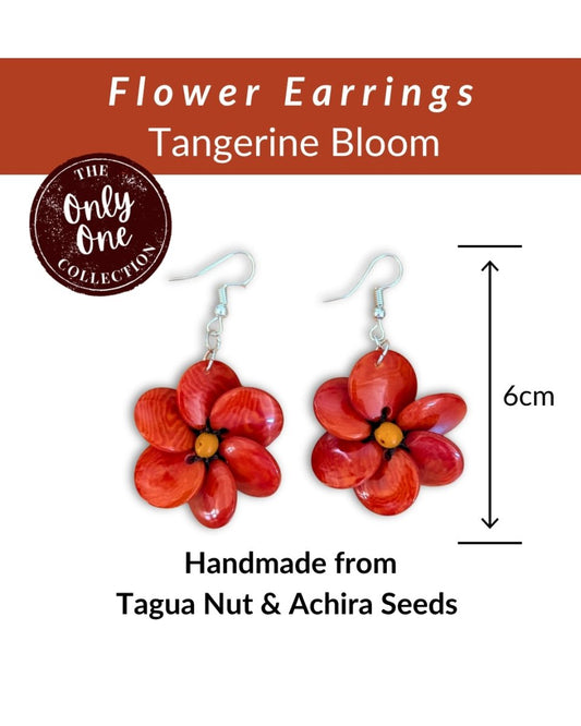 FLOWER — Handmade Tagua Statement Earrings — 'Only One' - The Happy Elephant - Tagua Jewellery