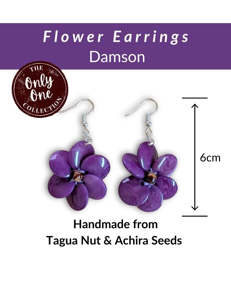 FLOWER — Handmade Tagua Statement Earrings — 'Only One' - The Happy Elephant - Tagua Jewellery