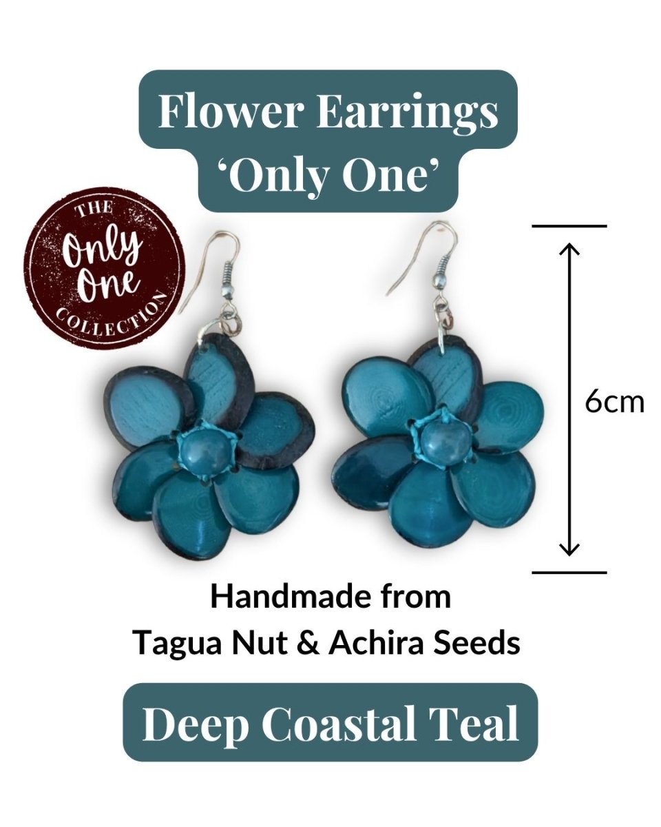 FLOWER — Handmade Tagua Statement Earrings — 'Only One' - The Happy Elephant - Tagua Jewellery