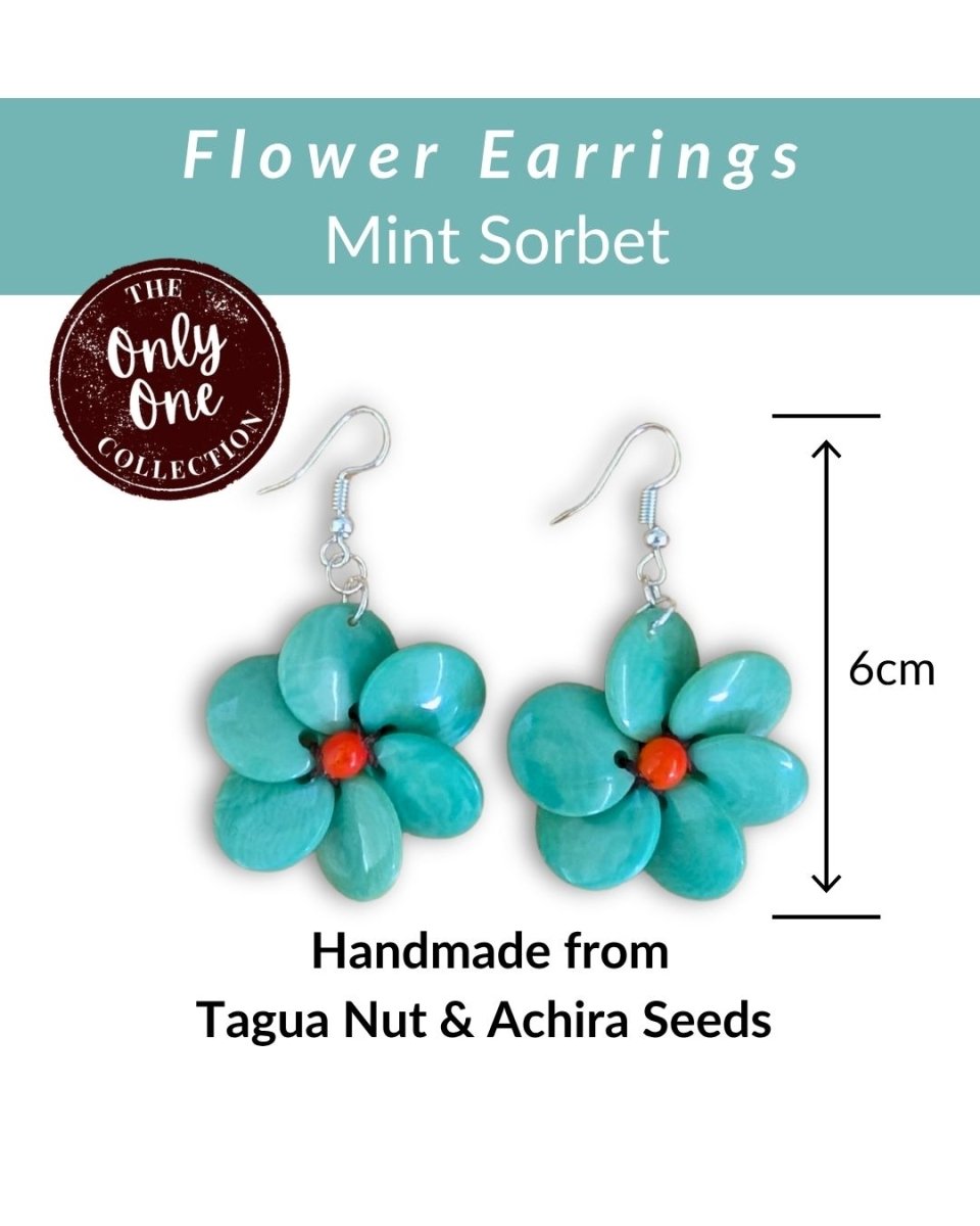 FLOWER — Handmade Tagua Statement Earrings — 'Only One' - The Happy Elephant - Tagua Jewellery