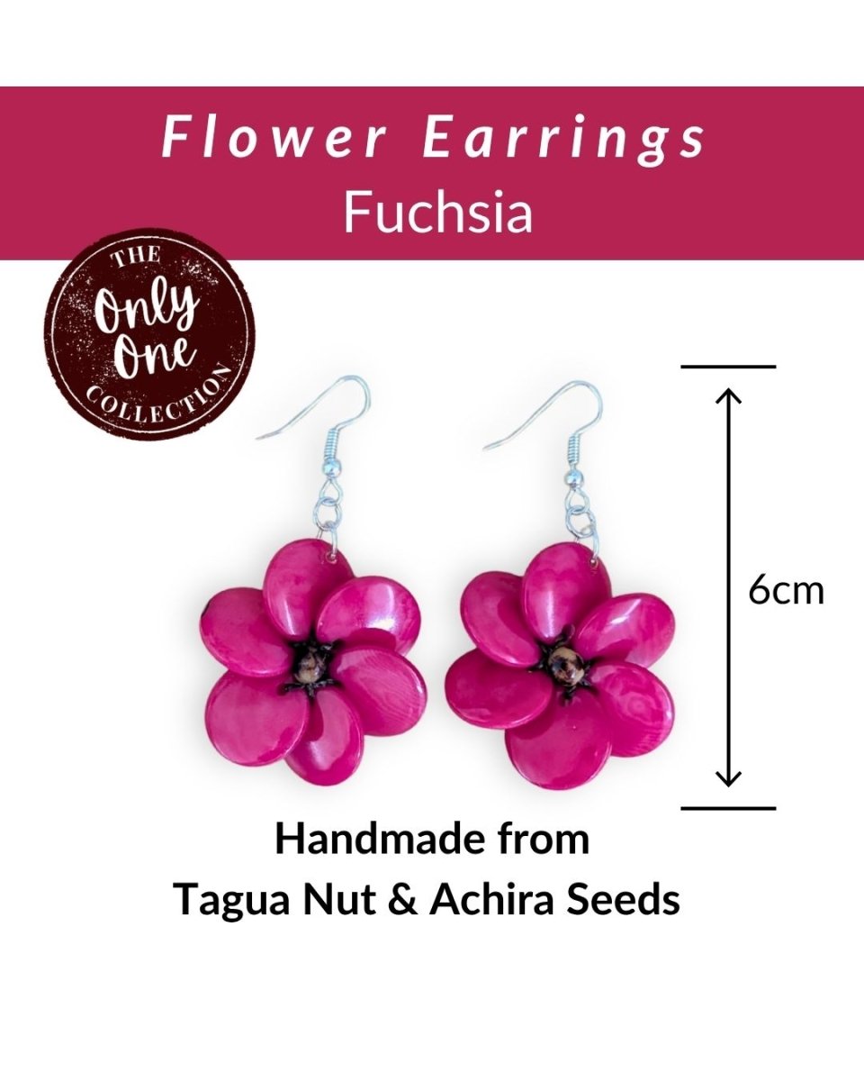 FLOWER — Handmade Tagua Statement Earrings — 'Only One' - The Happy Elephant - Tagua Jewellery