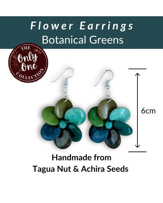 FLOWER — Handmade Tagua Statement Earrings — 'Only One' - The Happy Elephant - Tagua Jewellery