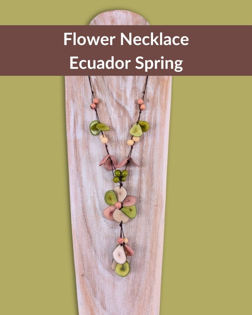 FLOWER — Handmade Tagua Statement Necklace - The Happy Elephant - Tagua Jewellery