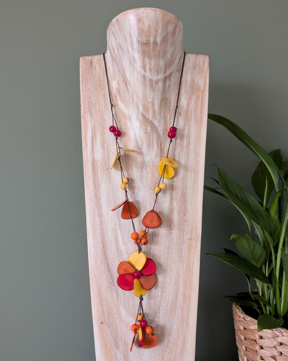 FLOWER — Handmade Tagua Statement Necklace — 'Only One' - The Happy Elephant - Tagua Jewellery