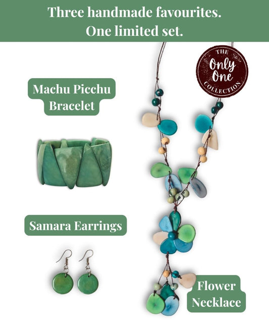FLOWER JEWELLERY SET — Handmade Tagua Statement Necklace — 'Only One' - The Happy Elephant - Tagua Jewellery