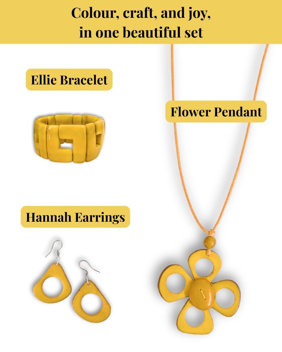 FLOWER JEWELLERY SET — Handmade Tagua Statement Necklace — 'Only One' - The Happy Elephant - Tagua Jewellery