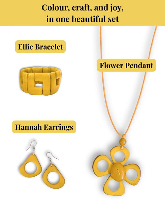 FLOWER JEWELLERY SET — Handmade Tagua Statement Necklace — 'Only One' - The Happy Elephant - Tagua Jewellery