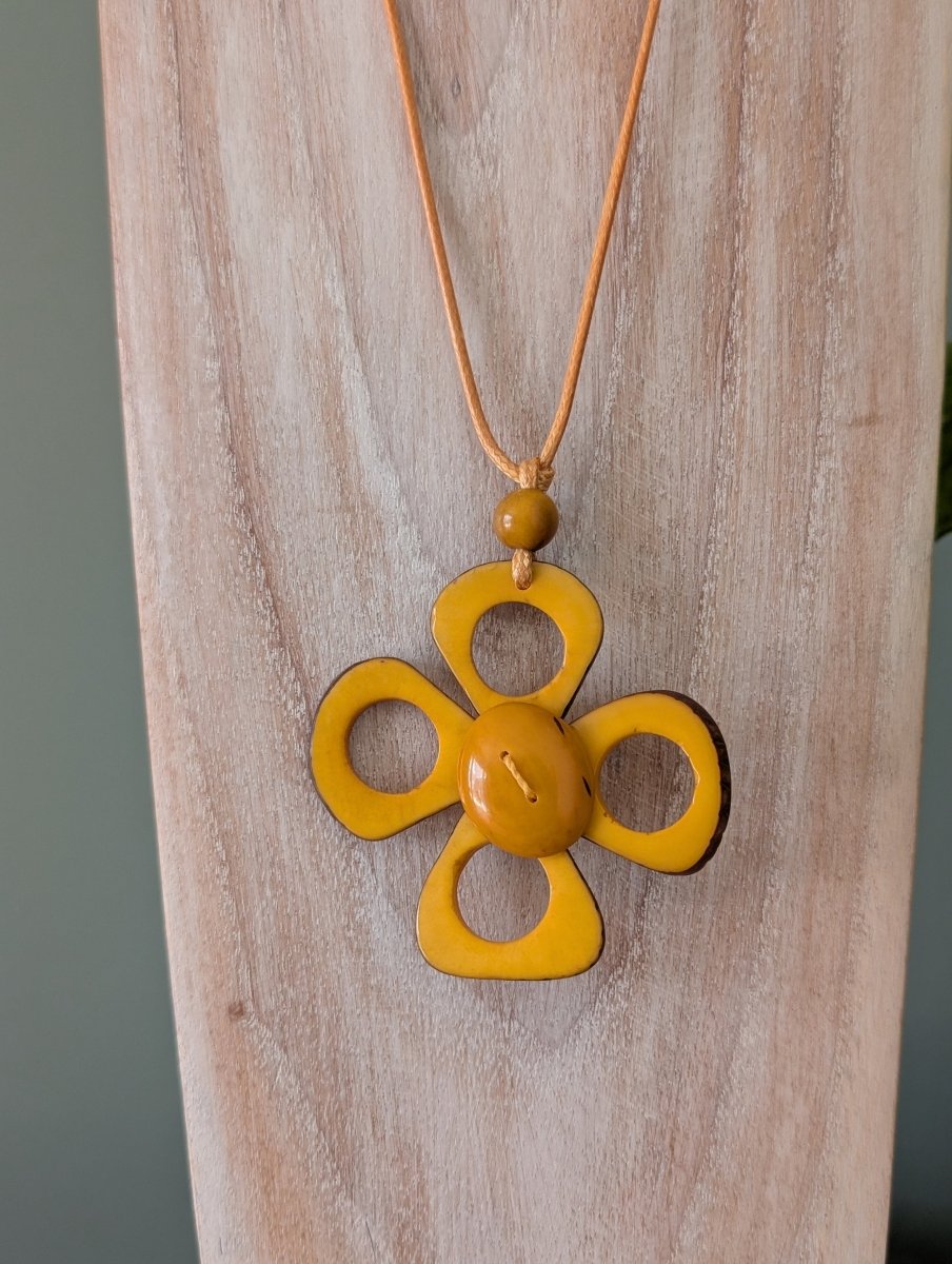 FLOWER JEWELLERY SET — Handmade Tagua Statement Necklace — 'Only One' - The Happy Elephant - Tagua Jewellery